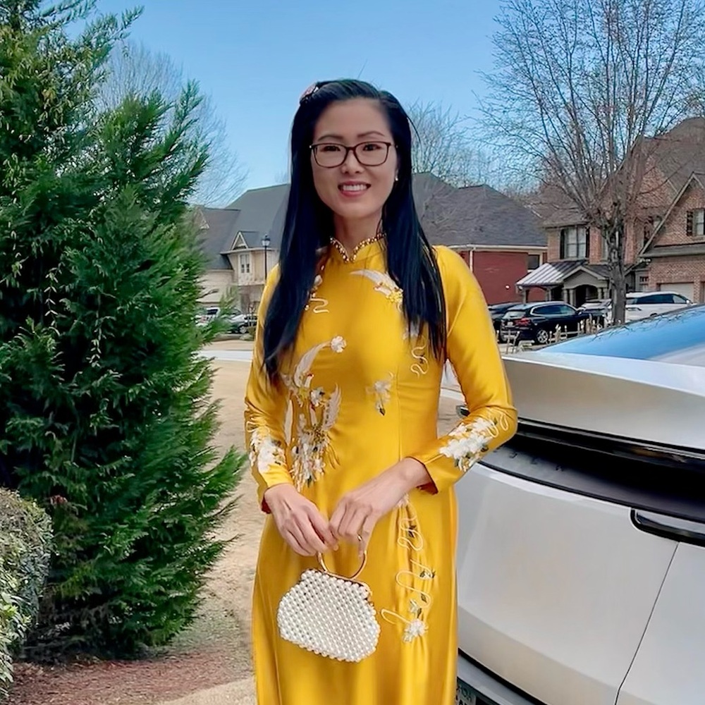 Ao dai Valentino theu, Vietnamese traditional long dress set m 2 yellow 🎁 tet